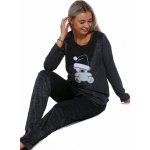 Černo šedé luxusní hřejivé sametové pyžamo pro ženy i dívkyé1z1638 černé – Zboží Mobilmania