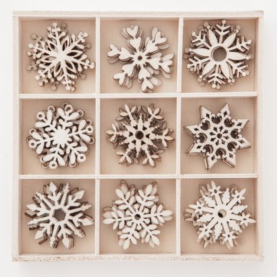 dpCraft Dřevěné dekorace sněhové vločky 45 ks DPDN-061 – Zboží Dáma