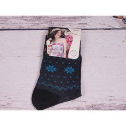 Ellasun ponožky s tyrkys vzorkem tmavošedý melír