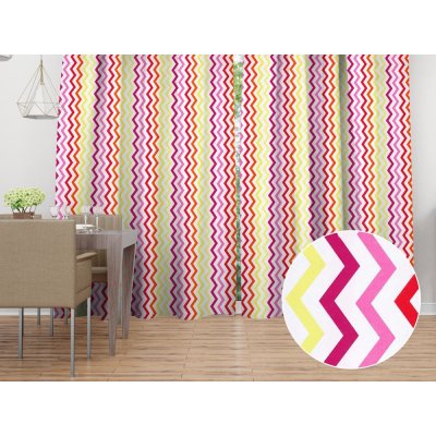 Biante Bavlněný závěs Sandra SA-379 Žluto-růžovo-červené cik-cak proužky 150x230 cm – Zboží Mobilmania
