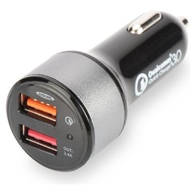 Digitus USB nabíječka do auta, rychlé nabíjení 3.0, 2 vstupní porty 12-24V, výstupy: 3-6.5V/3A, 5V/2.4A 84103 – Zbozi.Blesk.cz
