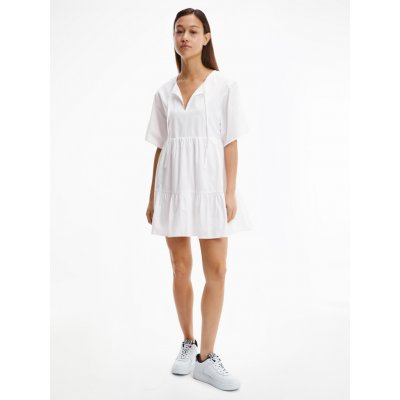 Tommy Jeans dámské šaty TIERED KAFTAN bílé