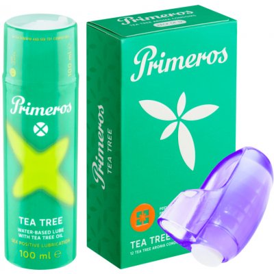 Primeros Primeros lubrikant Tea Tree kondomy Tea Tree a vibrační náprstek jako dárek zdarma – Zboží Mobilmania