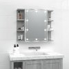 Koupelnový nábytek Nábytek XL Zrcadlová skříňka s LED šedá sonoma 70 x 16,5 x 60 cm