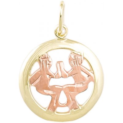 Gemmax Jewelry Zlatý přívěsek Blíženci měsíční znamení kolečko GUPCN 69501