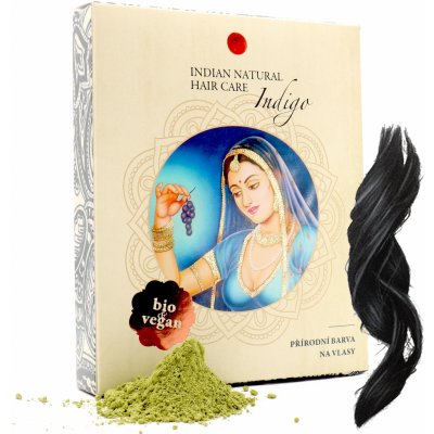 Indian Natural Hair Care Indigo hnědá až erná barva na vlasy 200 g – Zboží Mobilmania