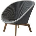Cane-line Nízké křeslo Peacock, 91x93x87 cm, nohy teak, rám hliník, výplet umělý ratan grey/light grey, bez polstrů – Hledejceny.cz