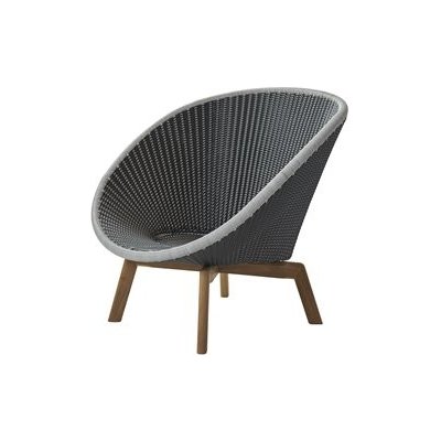 Cane-line Nízké křeslo Peacock, 91x93x87 cm, nohy teak, rám hliník, výplet umělý ratan grey/light grey, bez polstrů – Hledejceny.cz