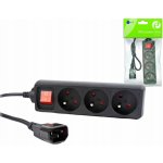 GEMBIRD prodlužovačka 3FR/10A/C14, 0,6m, černá, EG-PSU3F-01 – Sleviste.cz