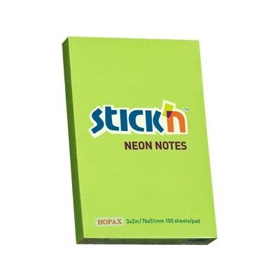 Samolepicí blok na poznámky STICKN 76 × 51 mm, neonově zelený, 100 listů, 21163 – Hledejceny.cz