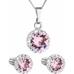 Swarovski sada s krystaly náušnice řetízek a přívěsek růžové kulaté 39352.3 light rose – Zboží Dáma