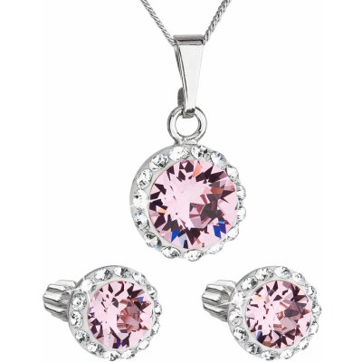 Swarovski sada s krystaly náušnice řetízek a přívěsek růžové kulaté 39352.3 light rose – Zboží Mobilmania