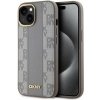 Pouzdro a kryt na mobilní telefon Apple DKNY Leather Checkered Pattern Magsafe pro iPhone 15 Beige 3666339259976