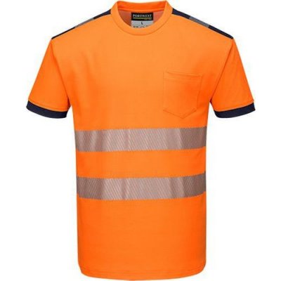 Portwest Reflexní tričko s krátkým rukávem PW3 Hi-Vis oranžové/modré 97062 – Zboží Mobilmania