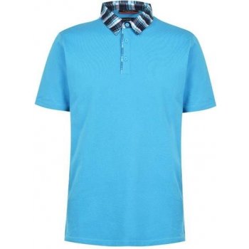 Pierre Cardin Short Sleeve Check Collar Polo Mens Turquoise