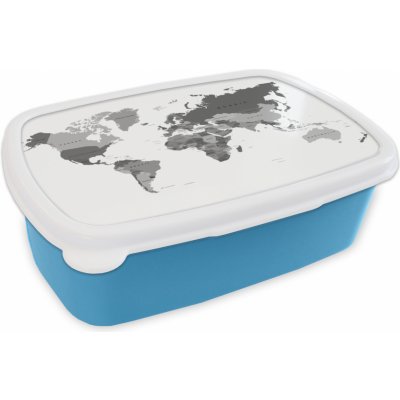 MuchoWow® Box na oběd BČervenázeit 11x17x6cm Země jsou na mapě světa označeny různými odstíny šedé - černá a bílá. Dětský box na svačinu – Zboží Mobilmania