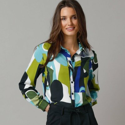 Košile s grafickým potiskem khaki/modrá – Zbozi.Blesk.cz