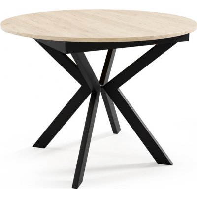 GRAINZlatá Loftový kulatý stůl 100 cm Luma - dřevo a kov, loft, rozkládací stůl - loftový stůl, obývací pokoj - Craft dub – Zboží Mobilmania