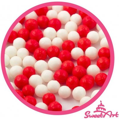 SweetArt cukrové perly červené a bílé 7 mm (80 g) – Hledejceny.cz
