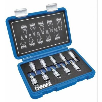 Narex Profi 10-dílná 1/2" sada nástrčných hlavic TORX TX 20-70 L55mm v plastovém kufříku (Narex 443000961) – Hledejceny.cz