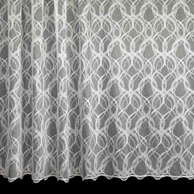 Českomoravská textilní žakárová záclona V573, celoplošný vzor vlnek, bílá, výška 180cm (v metráži) – Hledejceny.cz
