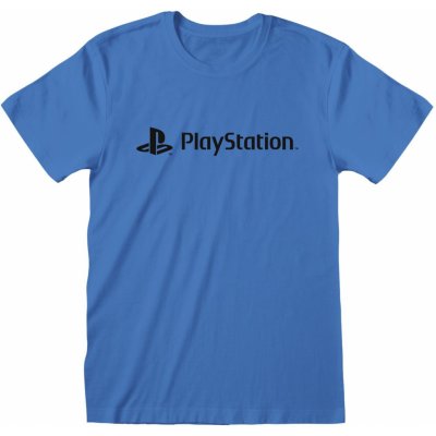 Playstation Black Text modrá tričko