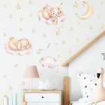 Impresi Samolepka do dětského pokoje Králíčci na růžových obláčcích - 90x30cm – Zboží Mobilmania
