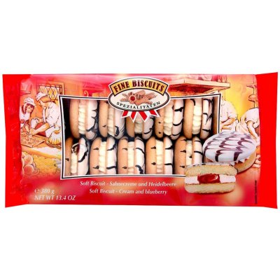 Feine Biscuits Jaffa slepované sušenky s borůvkovou a smetanovou náplní 380 g – Hledejceny.cz