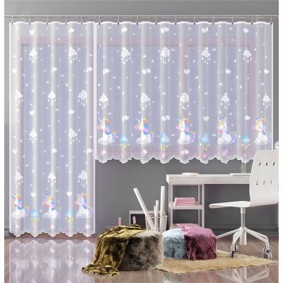 Hotová záclona nebo balkonový komplet, Jednorožec, barevný 150 x 250 cm dveře – Zboží Dáma