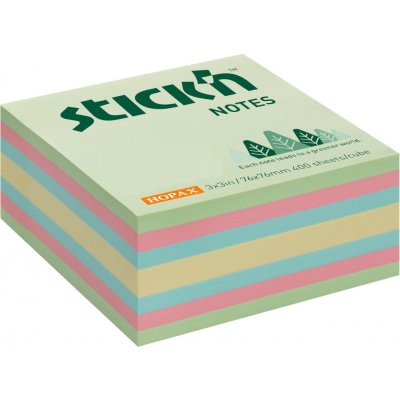 Bloček samolepící FSC Stick'n Hopax, 76x76 mm, kostka, lesní pastelový mix, 400 lístků – Hledejceny.cz