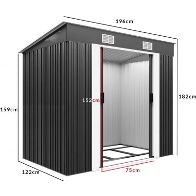 FurniGO Zahradní domek A4 196 x 122 x 182 cm antracit – Zboží Dáma FurniGO Zahradní domek A4 196 x 122 x 182 cm antracit – Zboží Dáma