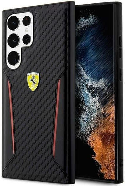 Pouzdro Ferrari PU Carbon Samsung Galaxy S23 Ultra černé