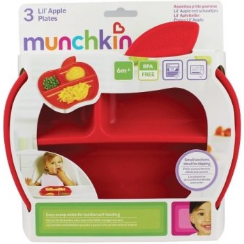 Munchkin Munchkin Set barevných dělených talířů ve tvaru jablka 3 ks