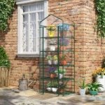 Outsunny Mini s 5 policemi 69 x 49 x 193 cm Transparentní zelený – Sleviste.cz