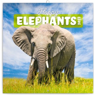 Presco Group Nástěnný poznámkový Šťastní sloni 30 × 30 cm 2023