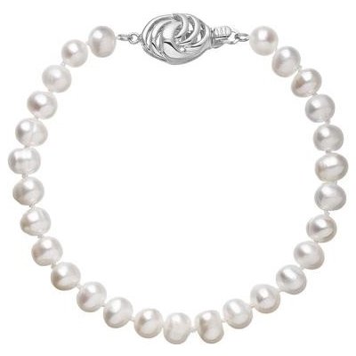 Evolution Group perlový náramek z říčních perel se zapínáním z bílého 14 karátového zlata 823001.1/9265B bílý