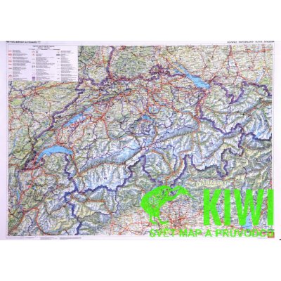 Freytag & Berndt nástěnná mapa Švýcarsko 1:400 t. - lišta, 92x77 cm
