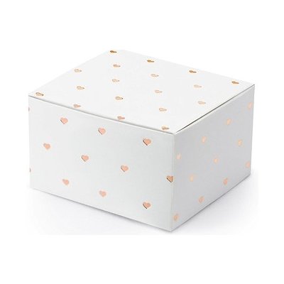 PartyDeco Dárková krabička bílá s růžovozlatými srdíčky 10 ks – Hledejceny.cz