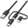 usb kabel Choetech IP0030-BK 3v1 USB MFI Lightning / USB Type C / micro USB 3A nabíjení / přenos dat, 1,2m