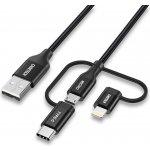 Choetech IP0030-BK 3v1 USB MFI Lightning / USB Type C / micro USB 3A nabíjení / přenos dat, 1,2m – Zbozi.Blesk.cz