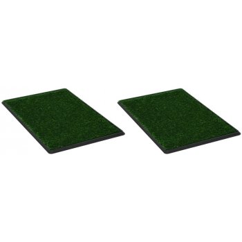 vidaXL Toaleta pro psy 2 ks s nádobou a umělou trávou zelené 76 x 51 x 3 cm