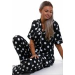 Černo bílé puntíkaté klasické luxusní pyžamo dámské ze saténu 1E8468 černé – Zboží Mobilmania