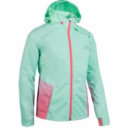 Kiprun dětská nepromokavá bunda na atletiku AT500 zeleno-růžová