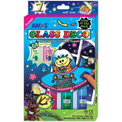 Amos Barvy na sklo slupovací sada 4ks+2ks svítící ve tmě – Hledejceny.cz