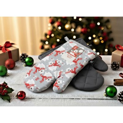 BBK Vánoční kuchyňské rukavice chňapky SMILING XMAS 18 x 30 cm 100% bavlna – Sleviste.cz