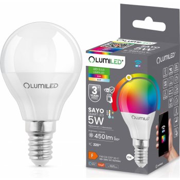 Lumiled Chytrá LED žárovka E14 P40 5W = 40W 450lm RGB CCT + BÍLÁ WIFI TUYA SMART