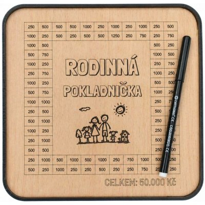 Mdeco Dřevěná pokladnička škrtací + fixa - Rodinná pokladnička - 20x20cm – Sleviste.cz