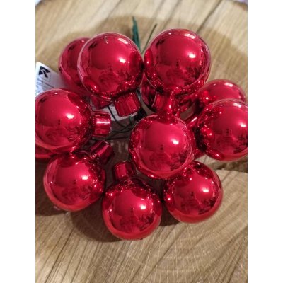 Skleněné ozdoby / baňky na drátku 12 ks barva červená – Zboží Mobilmania