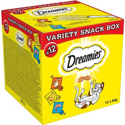 Dreamies Mixbox s kuřecím sýrem & lososem 12 x 60 g