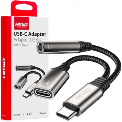 Adaptér USB-C rozdělovací na USB-C + Mini-Jack 3,5mm 10cm AMiO-04295, , , – Zbozi.Blesk.cz